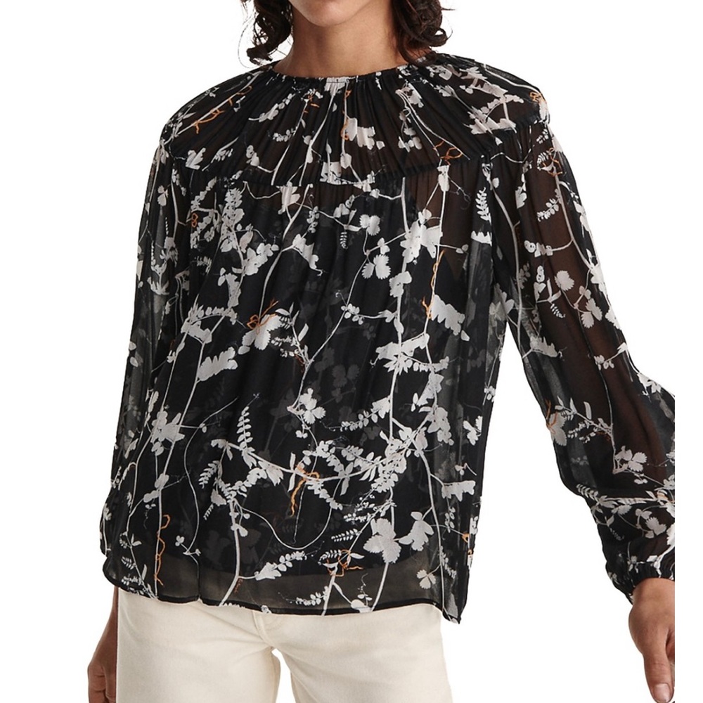Beautiful NWT black floral blouse by The Kooples in size 2/M